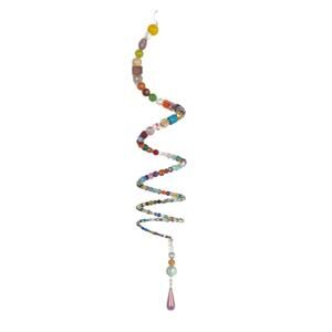 HANDMADE Glass Beaded Spiral Sun Cacher. 15"